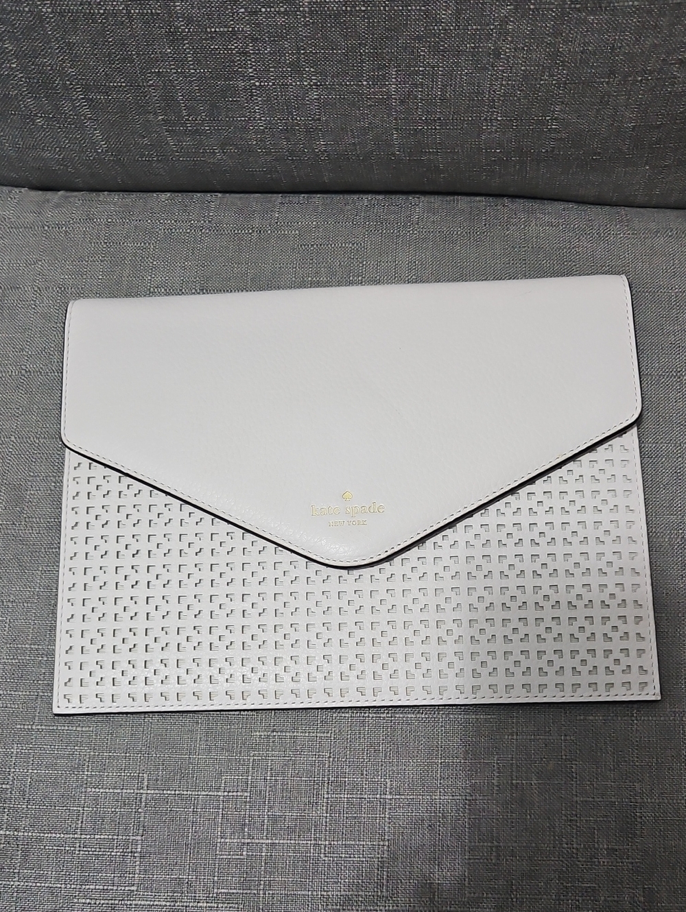 kate spade Mallo White Perforated Envelope Clutch